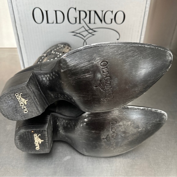 Old Gringo Reeve laser cut studded boots in burnished black leather. New in box! - Picture 9 of 10